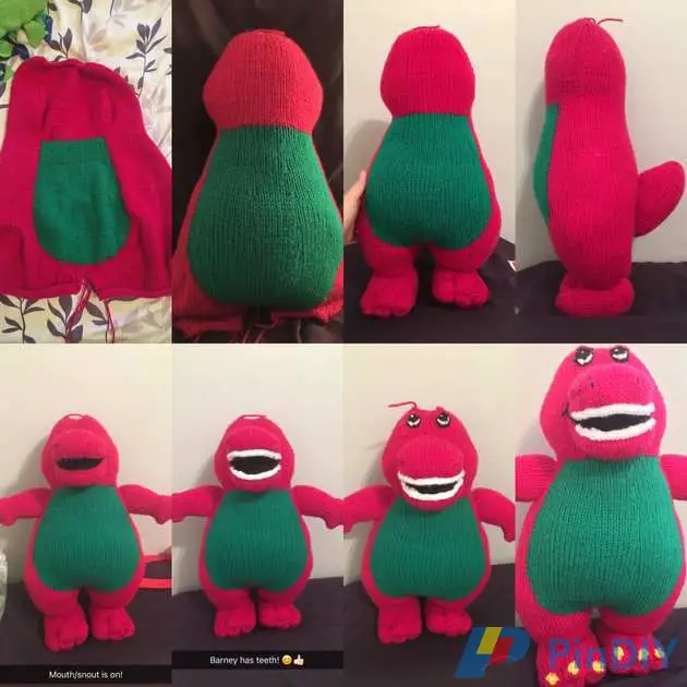 My first big pattern Barney the Dinosaur Alan DartKnitting and