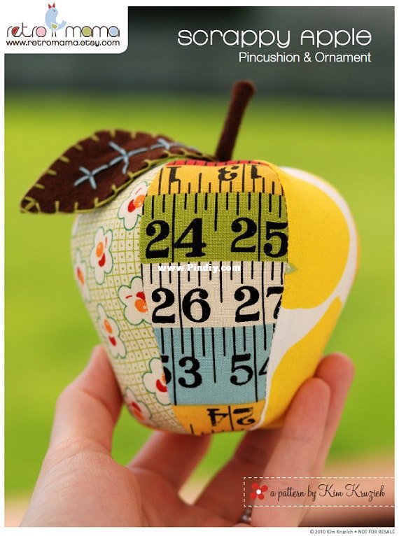 scrappy apple pincushion