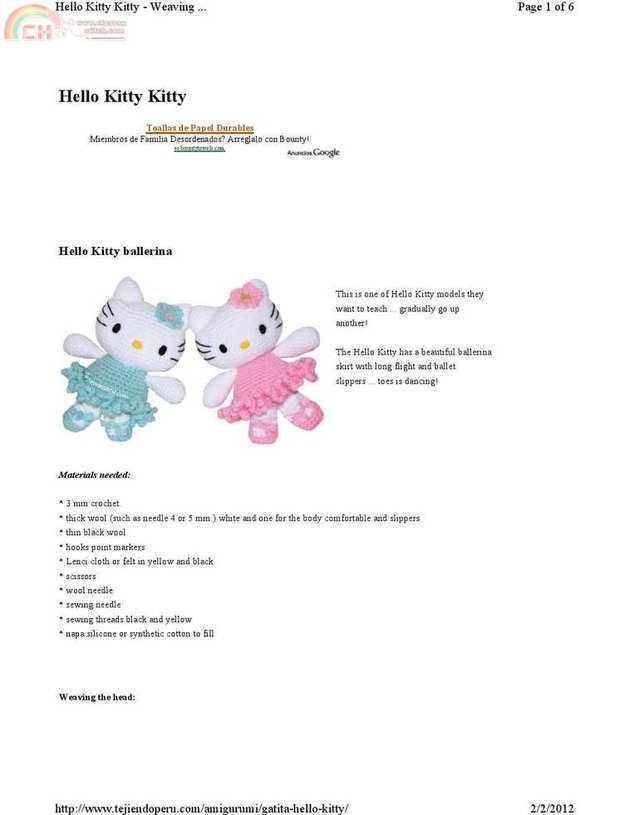 Peru - Esperanza Rosas - Hello Kitty Bailarina - and Crochet (only reply)-Crochet Patterns-PinDIY.com