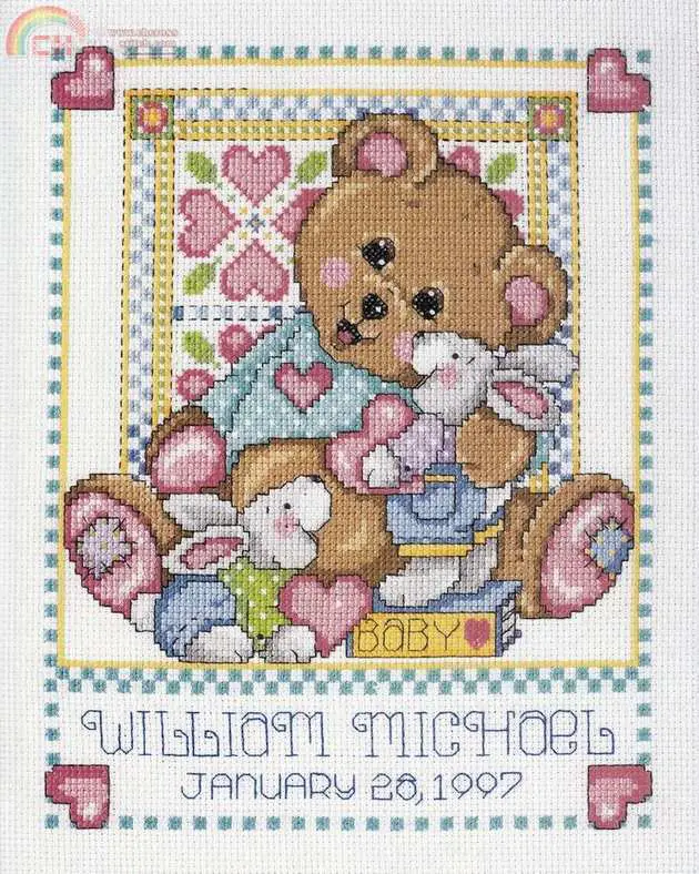 Baby Bear\'s Arrival By Joan Elliott From Cross Stitch Teddies-cant 