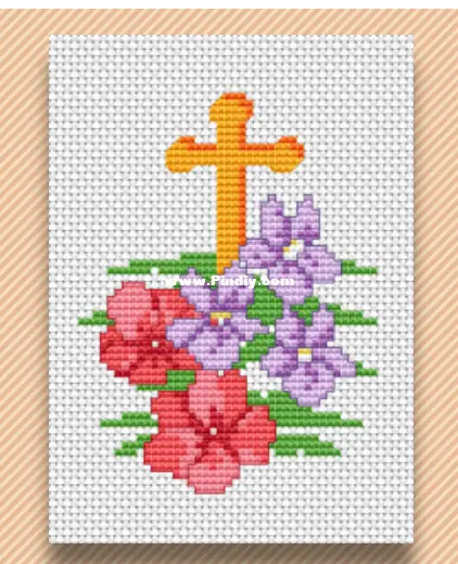 Alita Designs - Easter Cross and Flowers - Free-Cross stitch Communication  / Download (only reply)-Cross stitch Patterns 