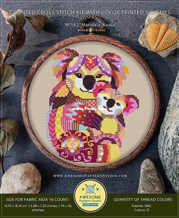 Awesome Pattern Studio 582 Mandala Koala Cross Stitch Communication Download Only Reply Cross Stitch Patterns Repaint Pindiy Com