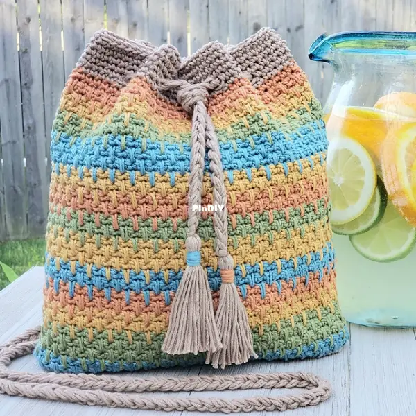 Kathys Crochet Closet Kathy Olivarez Summer Slice Drawstring Bag