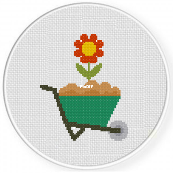 Daily Cross Stitch-Wheelbarrow Flower-New thread (new thread and reply ...