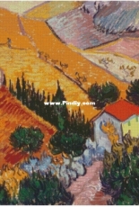 Van Gogh Landscape with a house and a farmer