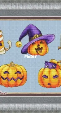 Pumpkin for Halloween, Pumpkin Witch, Pumpkin Mummy, Pumpkin Cat, Pumpkin of Frankenstein by Maria Brovko
