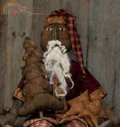 Threadbare Primitives - Black Santa with His Prim Tree