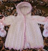 Christening coat and booties for baby girl