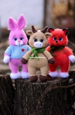 Bobrik toys - Natalia Bober - Bull and his friends bunny and fox