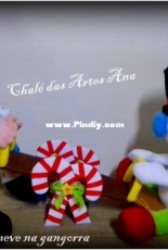 Chale das Artes Ana- Noel e Boneco de Neve na Gangorra  - Noel and Snowman on the Seesaw - Felt - Portuguese