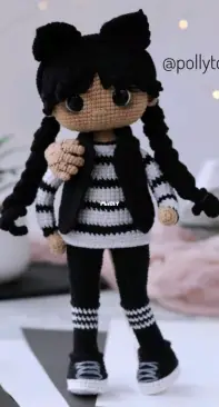Polly Toys Crochet - Dasha Lobacheva - Дарья Лобачева - Wednesday Addams - Уэнздей Аддамс - Russian