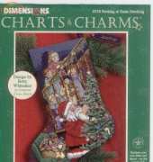 Dimensions Charts & Charms 8538 Peeking at Santa Stocking