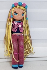 Pink and blue doll made by Dicle Yaman