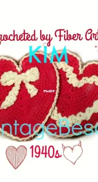 VintageBeso - Heart Potholder Crochet Pattern 1940s