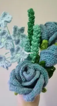 Crochet Blue Rose Bouquet