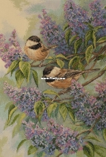 Dimensions 35258 Chickadees and Lilacs