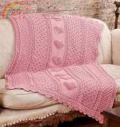 Red Heart -  Bonnie Barker - LW2947 - Aran Hearts Throw - Free