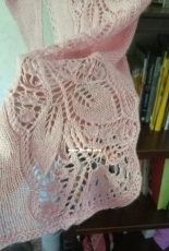 pink cashmere shawl with leaves pattern