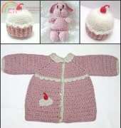 Sandys Cape Cod Originals - Sandy Powers - Toddler Cupcake Coat and Hat with Matching Bunny