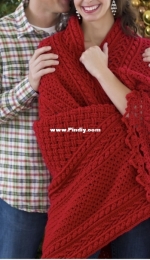 Red Heart - Bonnie Barker - Holiday Cables Throw - Free