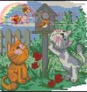 Cats in the Garden by Durene Jones from The World of Cross Stitching TWOCS 138 XSD