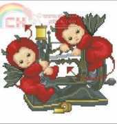 Ellen Maurer Stroh EMS Little Devils Collection - Thimble, Spools, Sewing Basket, Scissors, Pincushion, Measure Tape, Bobbin, Sewing Machine XSD
