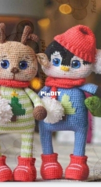 Bobrik toys - Natalia Bober - Xmas friends Penguin and Reindeer - Amigos de Natal Pinguim e Rena Portuguese - Translated