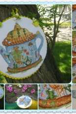 A Topiary Teapot, Cross Stitch Gold 46, design by  Lesley Teare