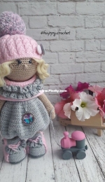 Happy Crochet - Ksenia / Kseniya Kornilova -Doll in Grey Outfit - Russian