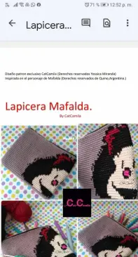 Cat Camila - Yessica Miranda - Pencil case Mafalda - Lapicera Mafalda - Spanish