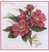 Dark Pink Wild Roses from Leisure Arts 3493 Pillows From Paula´s Garden