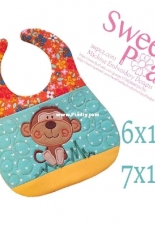 Sweet Pea - Monkey Bib 6X10 and 7X12 - Machine Embroidery Pattern / English - German