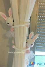 Strawberry Amigurumi Toys - Rabbit Curtain Tie back - English