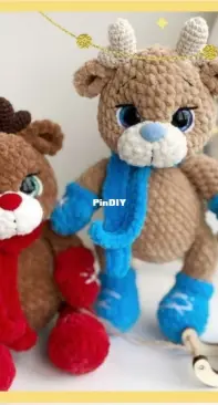 Grebneva toys - Svetlana Grebneva - Светлана Гребнева - Deer + Bunny - Олень + Зайка - Russian