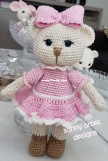 Little bear in pink dress