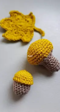 Crochet acorn, leaf, mushroom