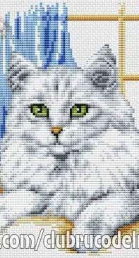 Clubrucodelnic - Cross Stitch  White Cat - Machine Embroidery