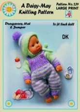 Daisy May 239 - Dungarees, Had and Jumper to fit 8 inch dolls - English