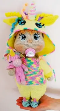 Crochet Pattern World - Anealeolea - Unicorn Doll Clothes - Macacão Unicórnio - Portuguese - Translated