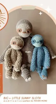 Mama Made Minis - Lindsay and Aly - Big + Little Sunny Sloth (Modification pattern) - Free