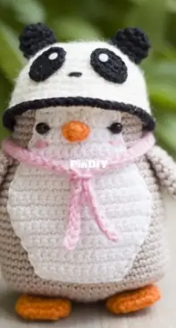 Cute penguin with panda hat