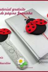 Gracinhas Artesanato -  Marcador de Página Joaninha - Ladybug Bookmark - Felt -  Portuguese - Free