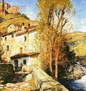 Artecy Cross Stitch Old Mill Pelago Italy by Willard Leroy Metcalf