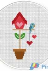 Daily Cross Stitch - Potted Bird House