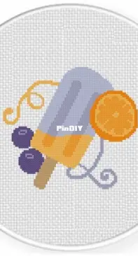 Daily Cross Stitch - Blueberry and Orange Popsicle