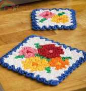 Coats & Clark LC2188 May Flowers Hot Pad and Coaster Set by Susan Lowman - free
