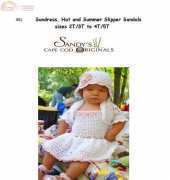Sandys Cape Cod Originals - Sandy Powers - 451 Sundress Hat and Summer Slipper Sandals sizes 2T 3T to 4T 5T