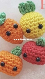 Happygurumi - Apple, Orange, Pineapple, Strawberry and Carrot - Free