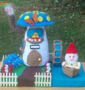 Crafts for Angels Designs - Barbara Maroney - Gnome Mushroom Cottage with Water Wheel