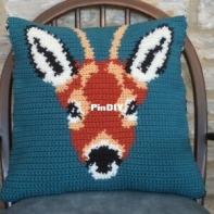 Slightly Sheepish   Woodland Friends Deer Crocheted Cushion Cover